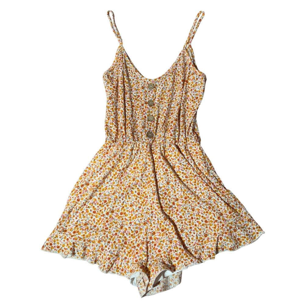 Altar’d State Floral Romper Dress Size M Boho Cottagecore Ruffle Hem
